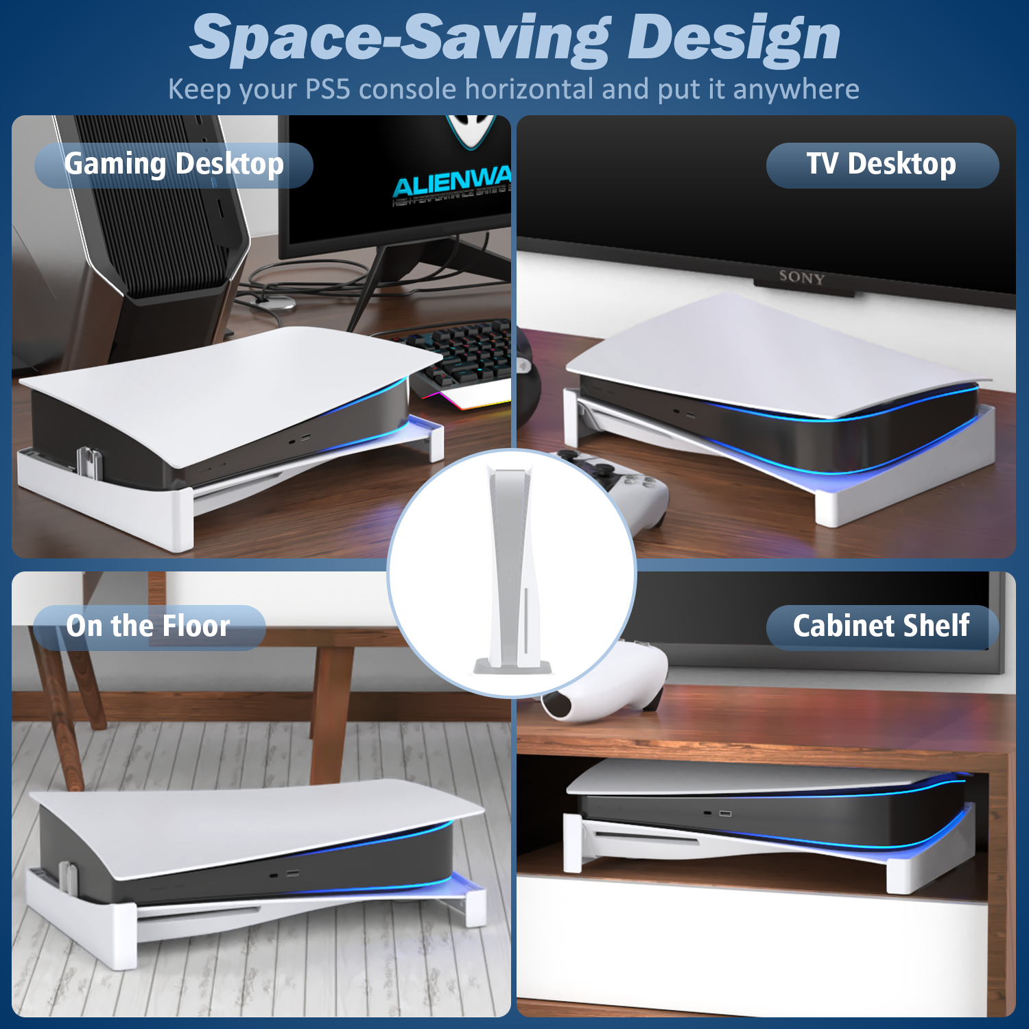 OIVO PS5 コンソールホルダー PS5 水平ブラケットスタンド PS5 ベーススタンド Playstation 5 ディスク & デジタルエディションアクセサリー