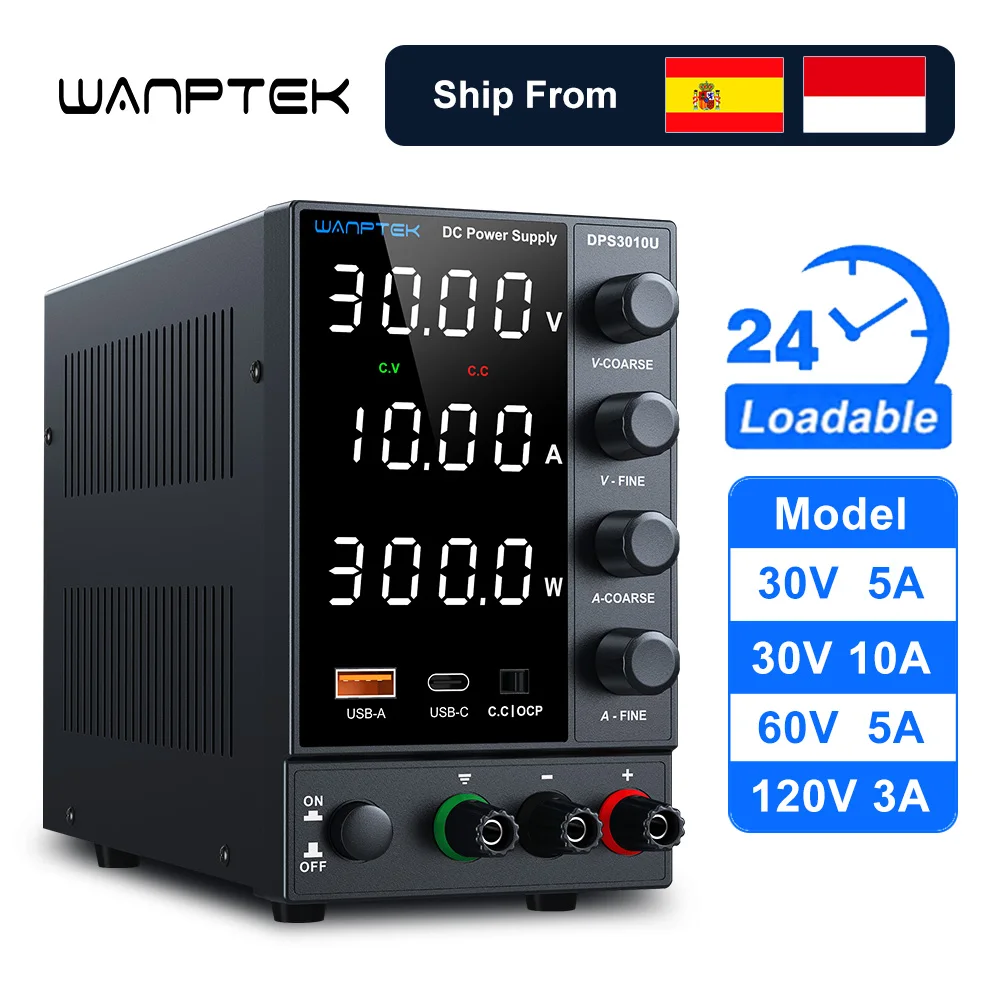 Wanptek fonte de alimentação de laboratório ajustável 30v 5a 30v 10a 60v 5a 120v 3a banco de ajuste de codificador fonte de alimentação dc