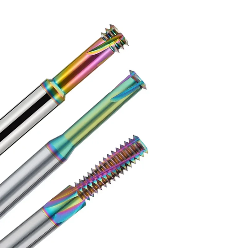 Fresa de rosca de un solo diente de carburo CNC 1 3 diente completo M1.2 M1.6 M2 M2.5 M3 M4 M5 M6 M8 M10 M12 fresado de rosca para acero