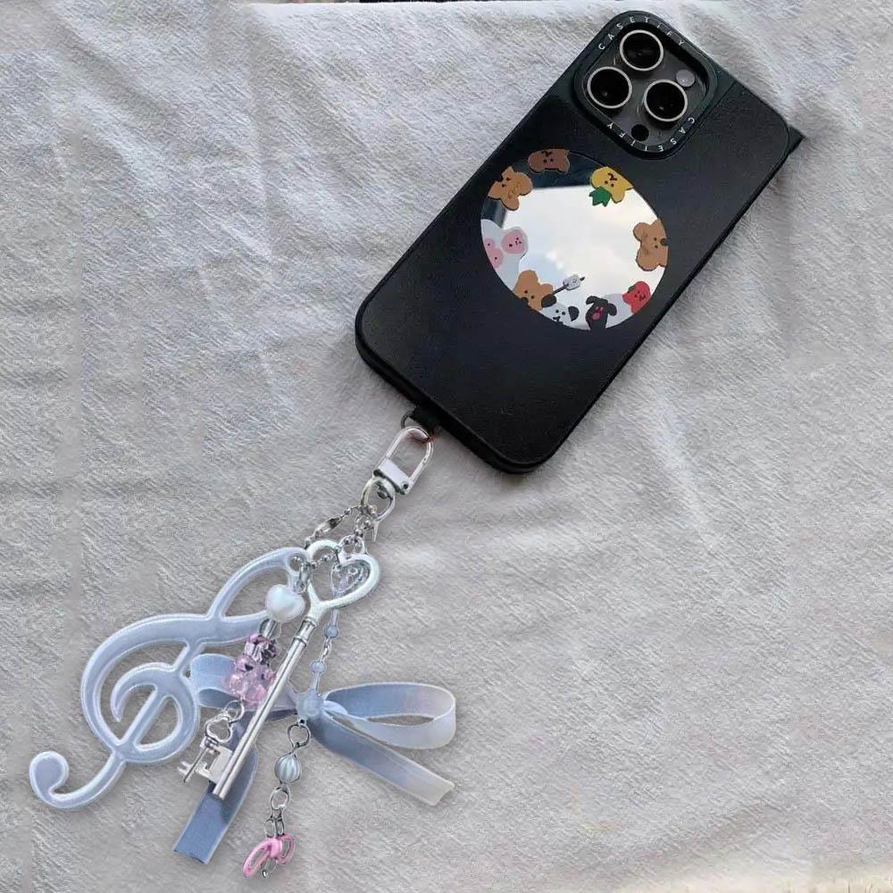 New Resin Music Note Keychain For Bags Creative Bag Charms Bag Pendant Ins Phone Pendant Backpack Hanging Ornament Bow Keyring