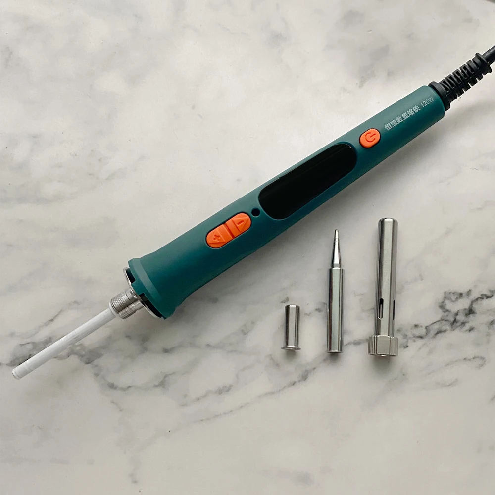 120W digital soldering iron ซ่อมชุดเครื่องมือบัดกรีไฟฟ้า Dual Calibration อุณหภูมิ 200-600C 907S