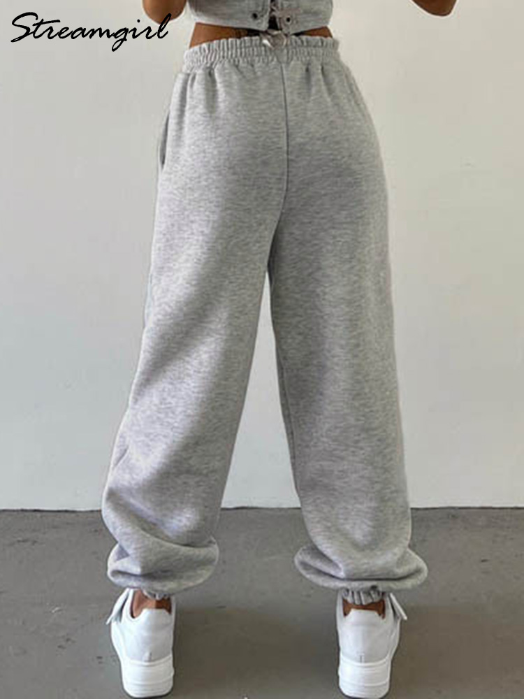 Thick Warm Fleece Sweatpants Women Winter Straight Leg Pants Gray Velvet Trousers Pants Jogger For Women Sweatpants Outfits