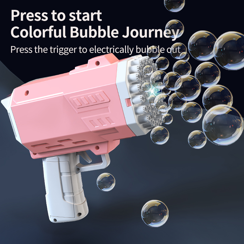 Pistola per bolle regalo giocattolo luminoso per macchina per bolle elettrica per bambini completamente automatica a 40 fori senza batteria e acqua per bolle d'acqua