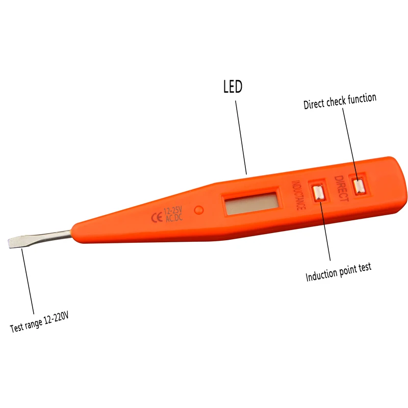 AC DC 12-250V 테스터, 전기 드라이버, LCD 디스플레이, 전압 검출기 테스트 펜, 노후 전기 기사, 전문가 도구