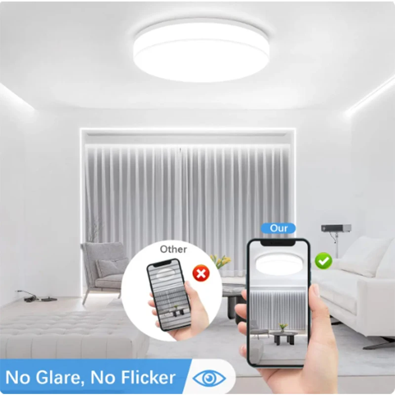 โคมไฟเพดาน LED ทรงกลมบางเฉียบทันสมัย สำหรับห้องนอน ไฟ LED ตกแต่งบ้าน 48W 36W 24W 18W