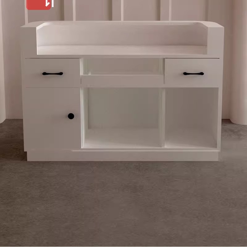 Small shop checkout page counter simple modern clothing store beauty salon paint front desk women's front desk reception desk