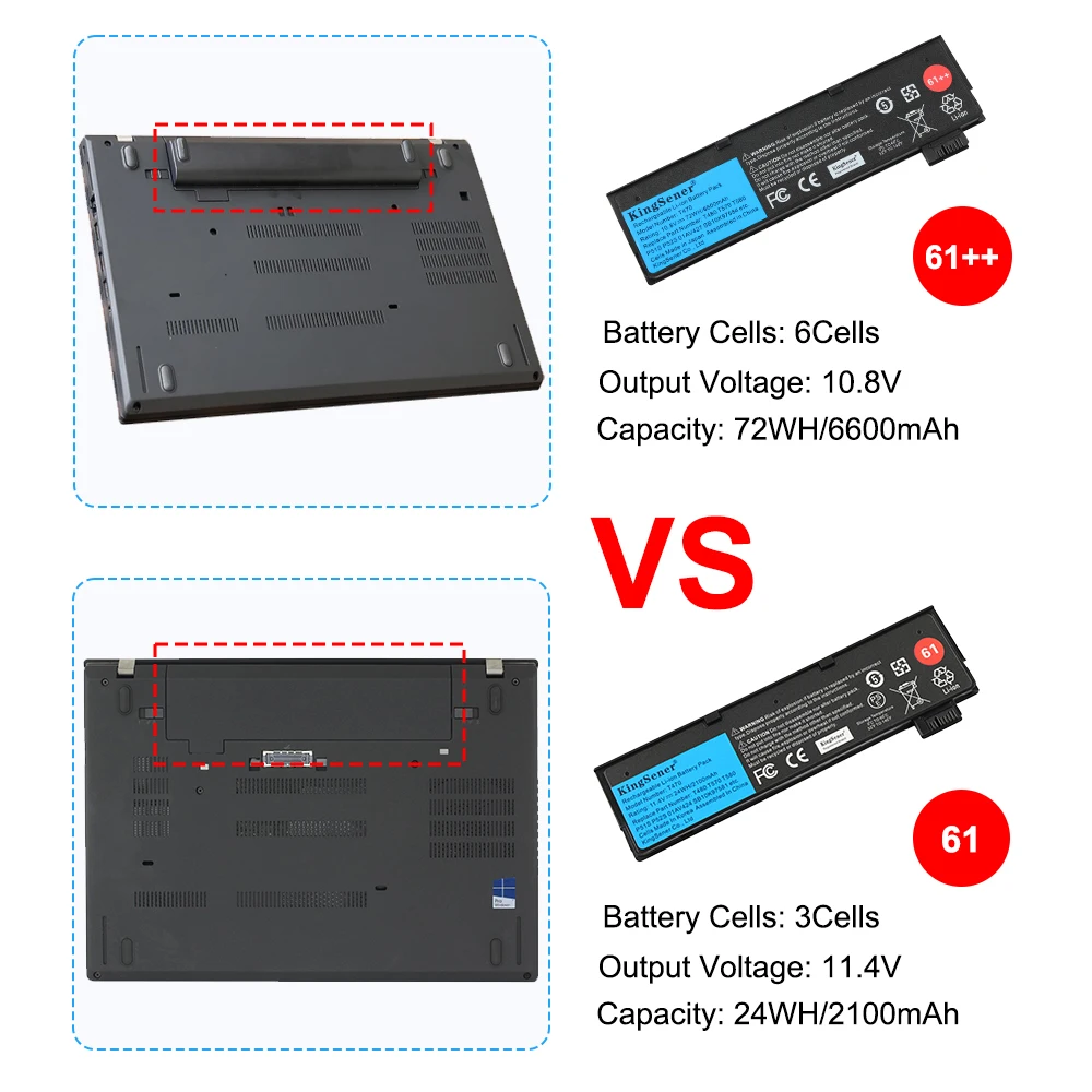 KingSener 10,8 В 6600 мАч аккумулятор для ноутбука Lenovo ThinkPad T470 T480 T570 T580 P51S P52S 01AV427 01AV428 01AV423 SB10K97580 61++