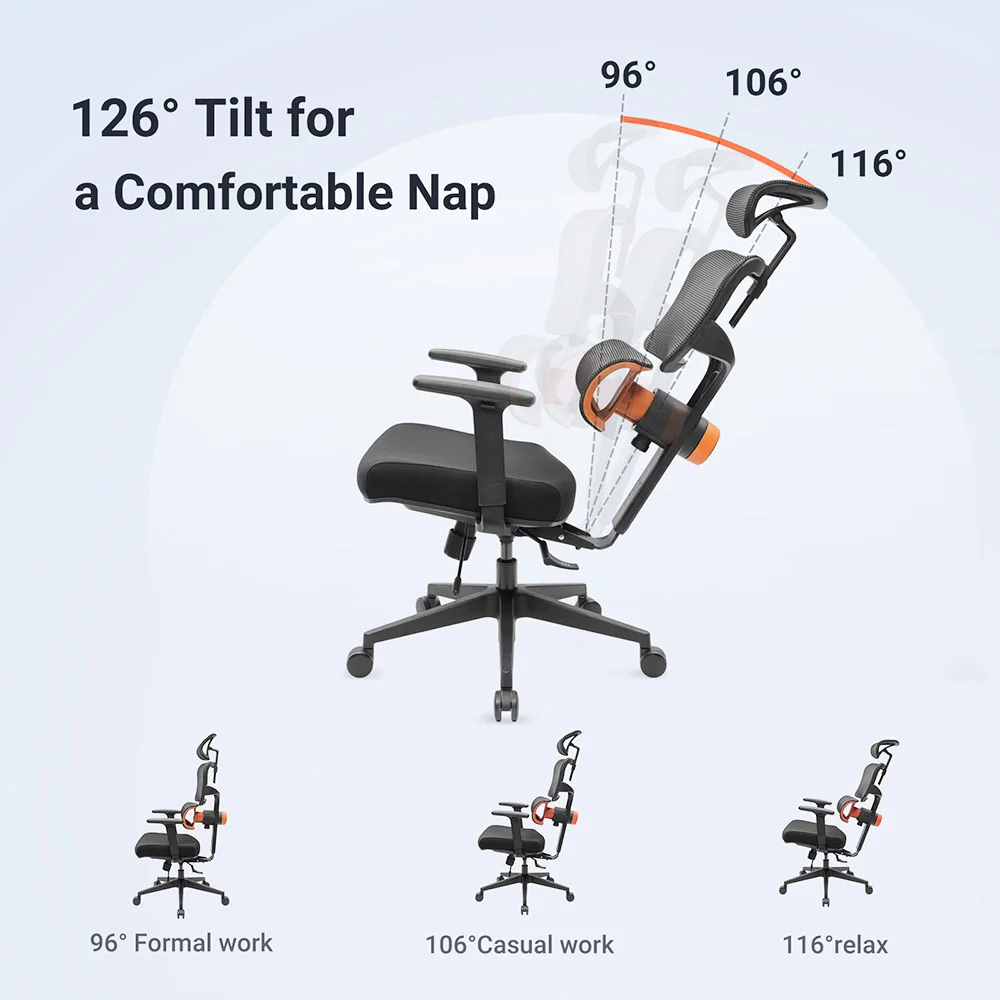 NEWTRAL Chair Standard NT001 Adaptive Unterrückenstütze Ergonomischer Stuhl, verstellbare Armlehnen-Kopfstütze, Nylonbasis Hohe Qualität