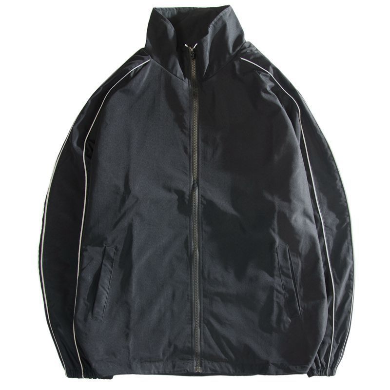 Chaquetas de otoño para hombre, cazadora holgada informal de retazos con cremallera a rayas y cuello levantado, chaqueta Bomber impermeable para deportes al aire libre