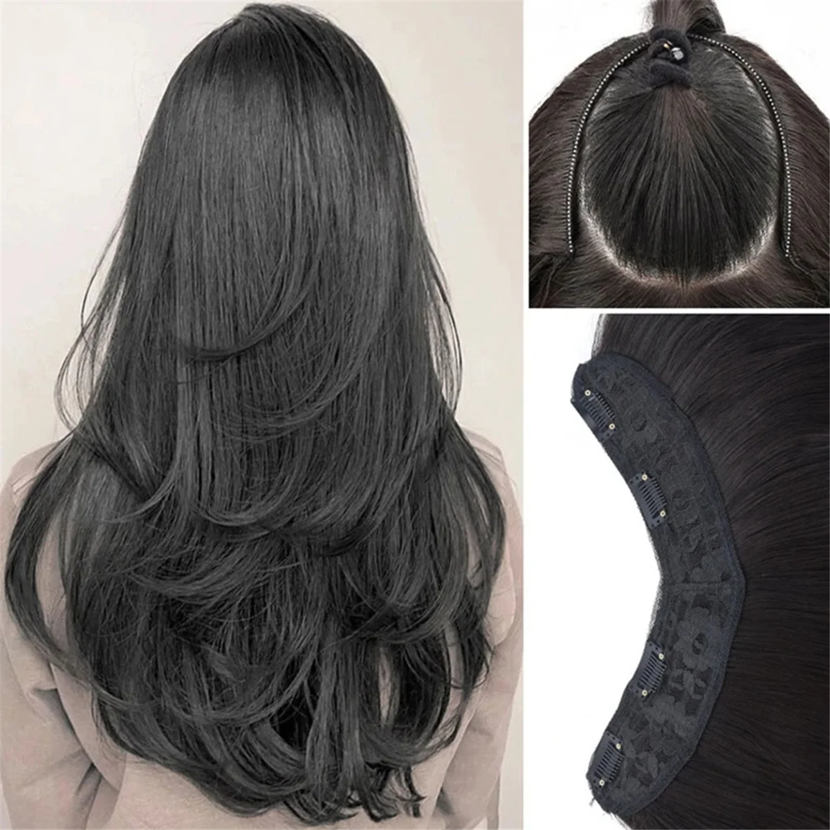 A71P 다크 브라운 합성 여성 스타일링 긴 머리 엑스트라 롱 헤어 합성 가발 레이어드 확장 머리카락 증가