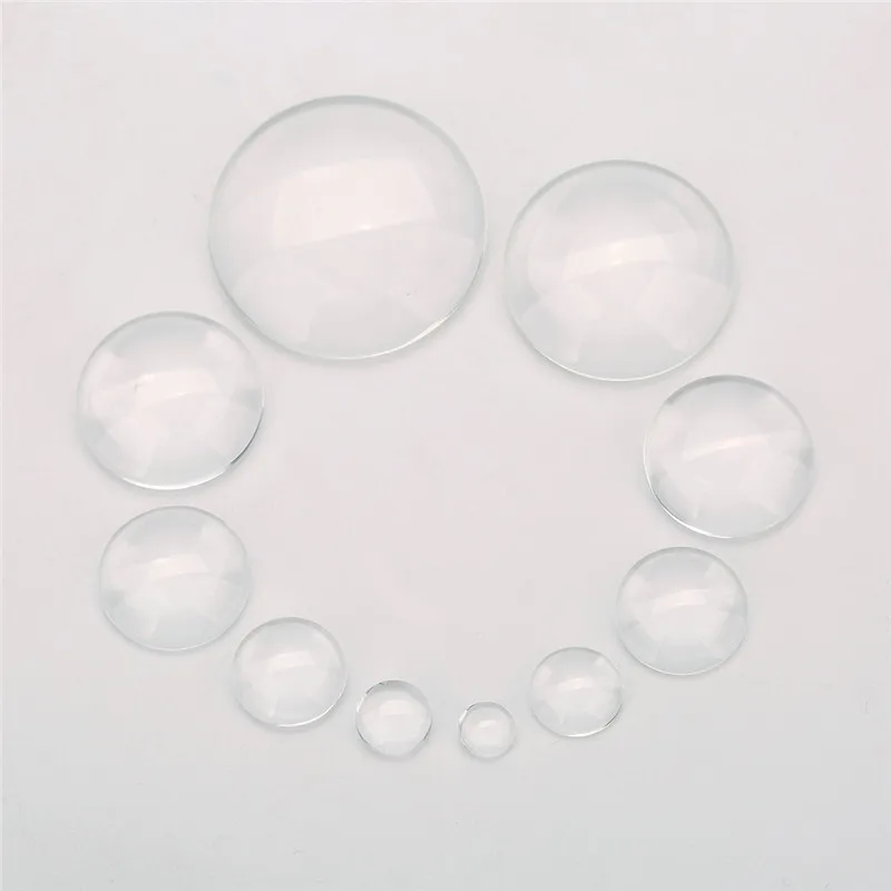 Aclovex 1 pacote redondo cabochão de vidro com parte traseira plana 12mm 20mm 25mm cabochão de cristal transparente camafeu para fazer jóias diy