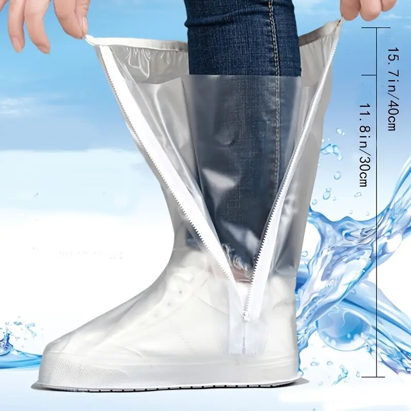 Capas de bota de chuva de PVC impermeável reutilizável, tampa de sapato unissex alta, antiderrapante ficar seco, forte e durável, neve e sujeira Proo, 1 par