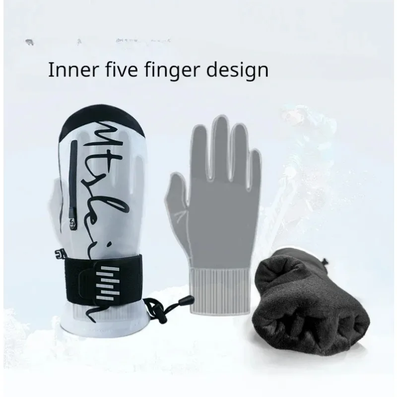 New Men Women Ski Snowboarding Gloves Inside Wrist Guards Waterproof Warm Skiing Winter Gloves