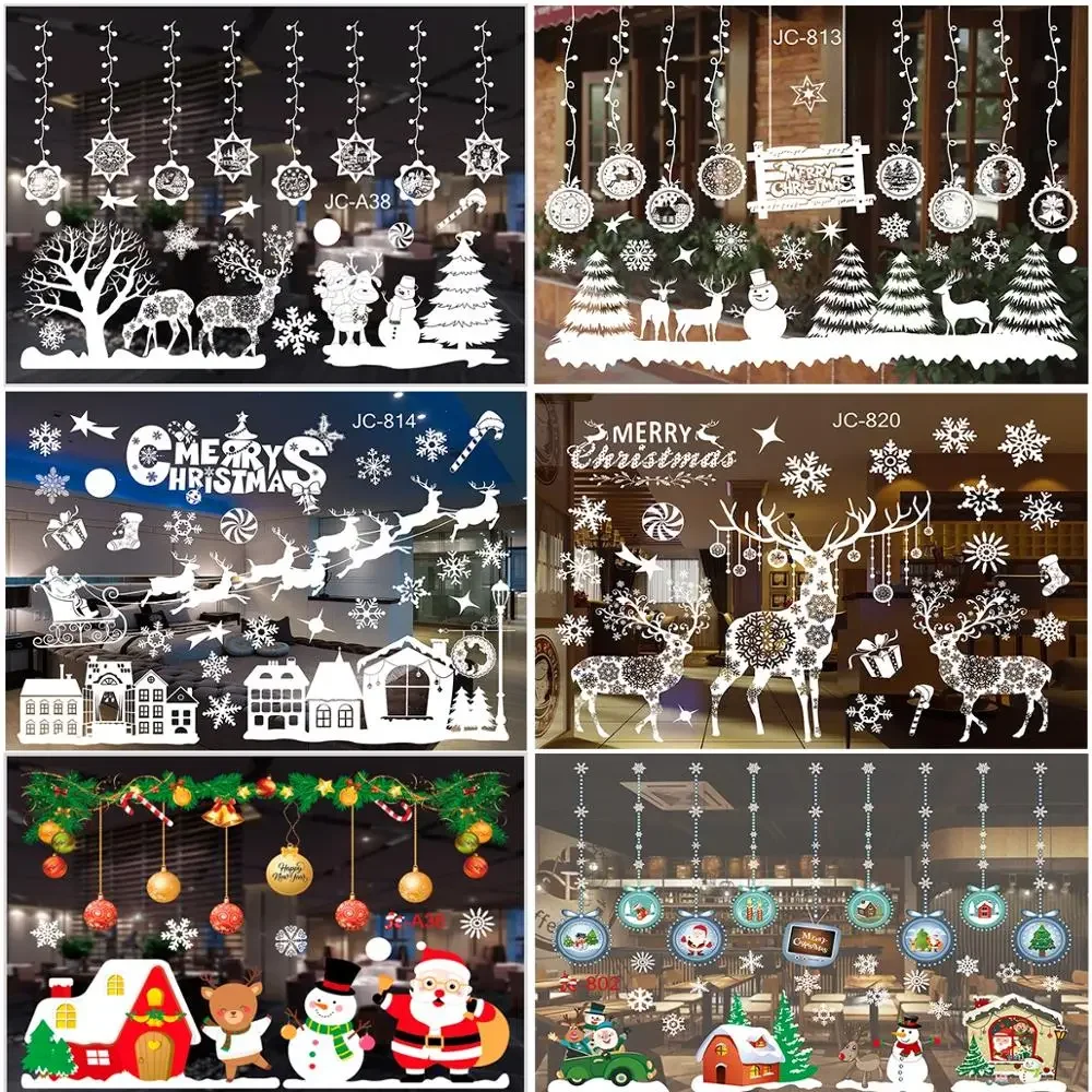 Adesivi per finestre da parete di Natale Sposare decorazioni natalizie per la casa 2024 Ornamenti natalizi Regalo di Natale Navidad Capodanno 2025