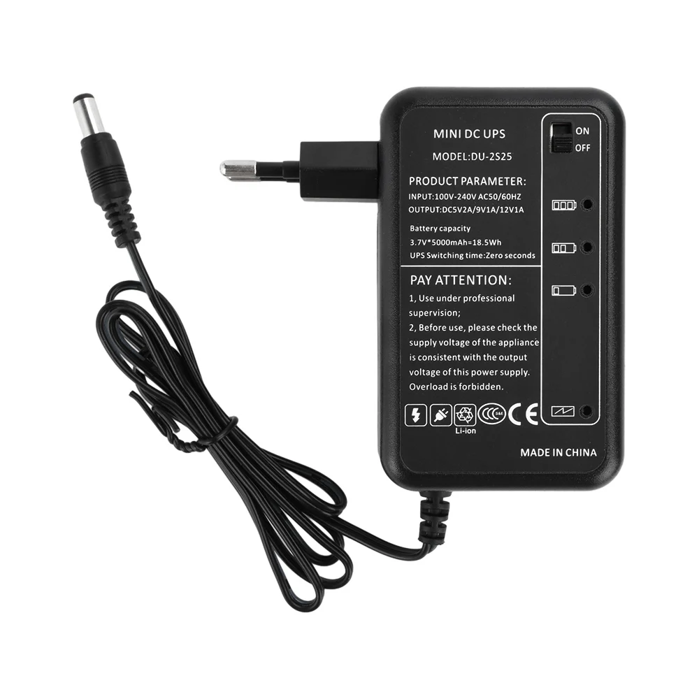 Mini UPS portátil AC 100-240V a DC 5V 9V 12V para módem cámara CCTV amplificador enrutador Wi-Fi amplificador de Panel de tira LED enchufe UE/EE. UU.