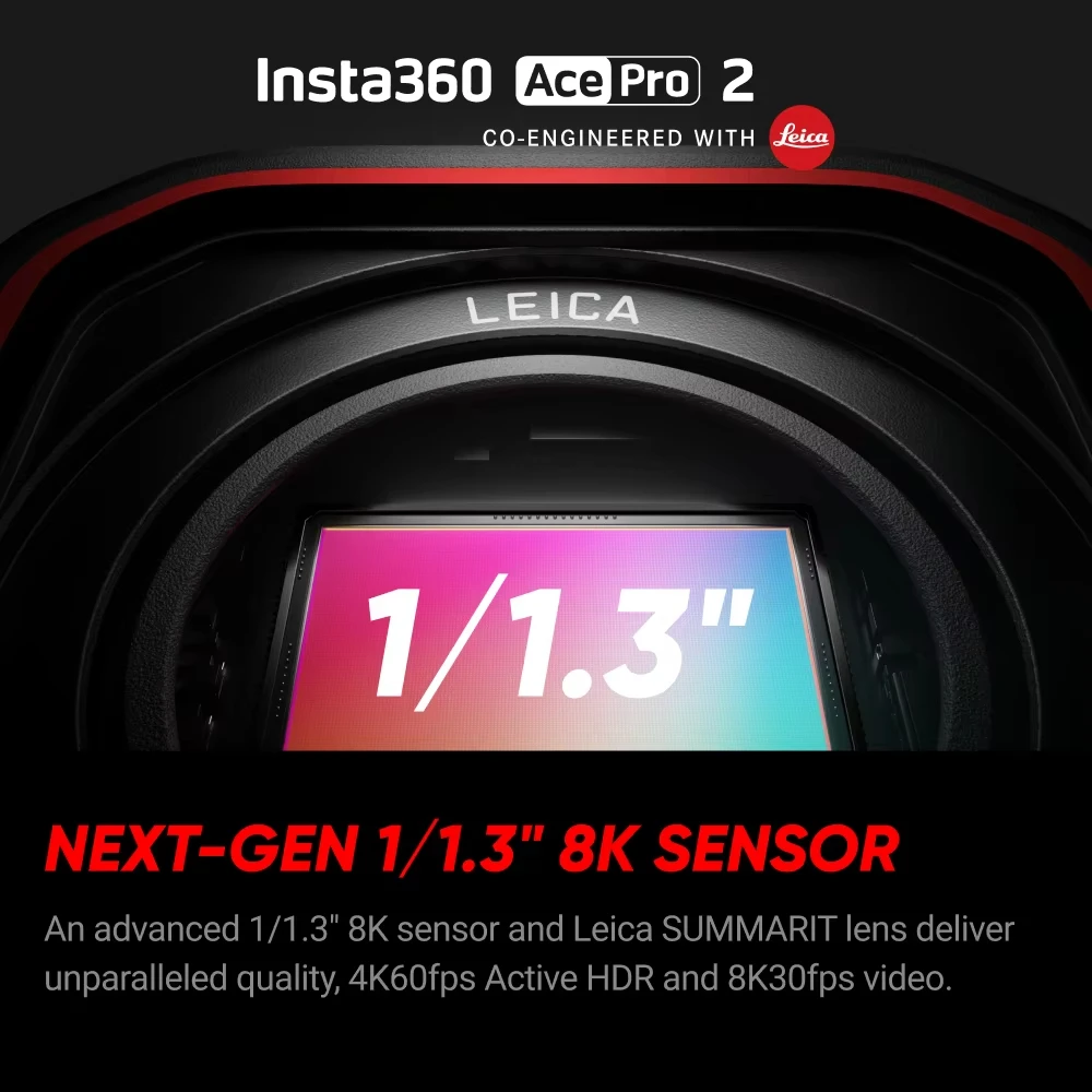 Insta360 Ace Pro 2 - 8K Waterproof Action Camera Co-Engineered with Leica, 1/1.3" Sensor, Dual AI Chip, Leading Low Light