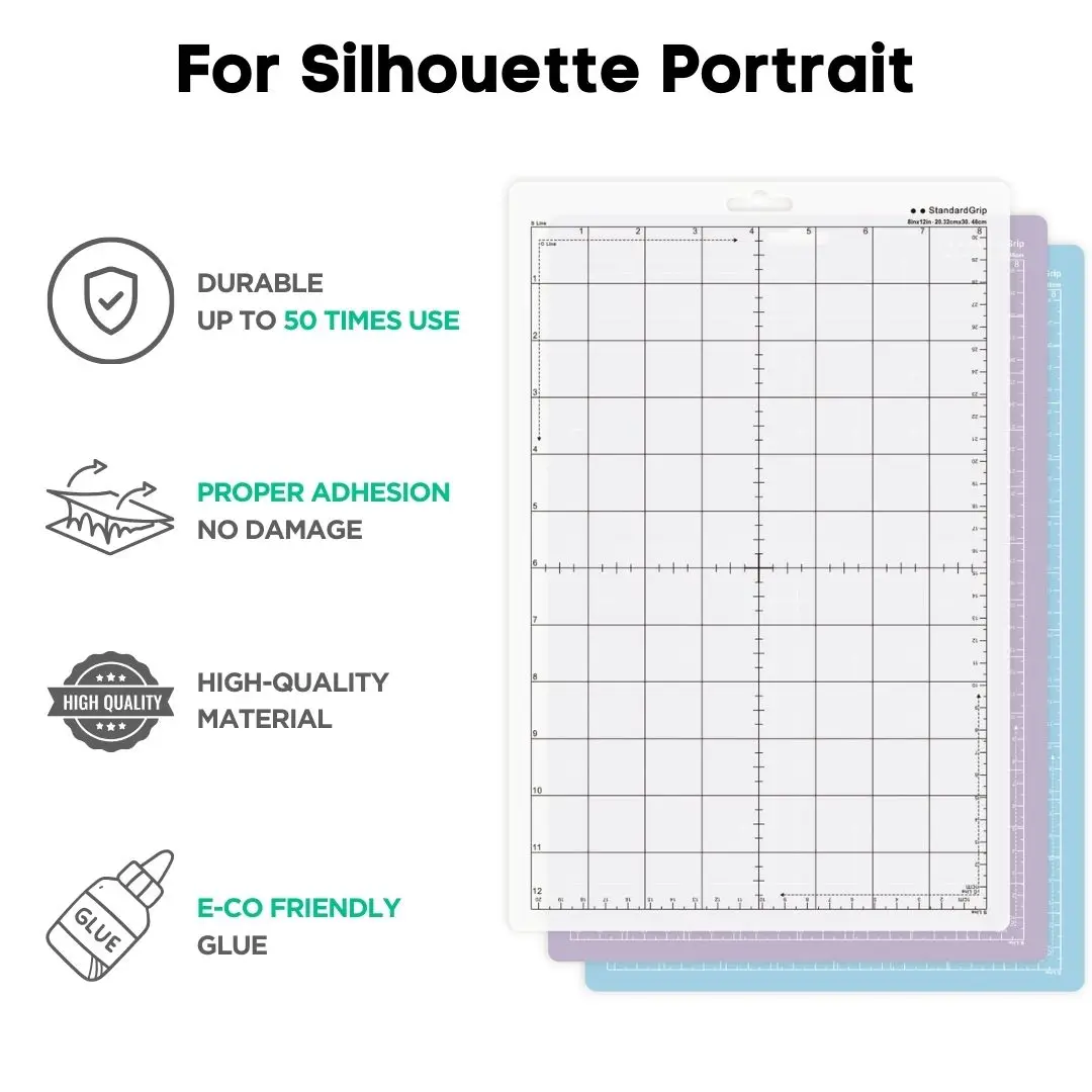 8 x 12 Zoll Schneidematte für Silhouette-Porträt, Standard/hell/stark/klebend, Schnittmatte für Silhouette-Porträt-Zubehör, langlebig