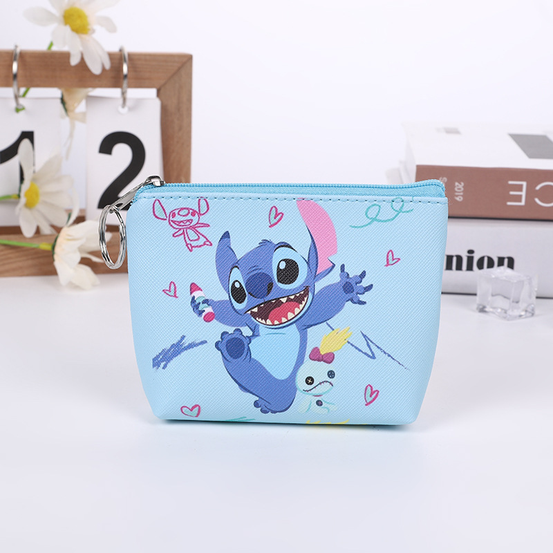 Disney Stitch Purse Sweet Girl Student Pu Leather Waterproofing Short Embosed Change Storage Wallet Sanrio Peripheral Gift