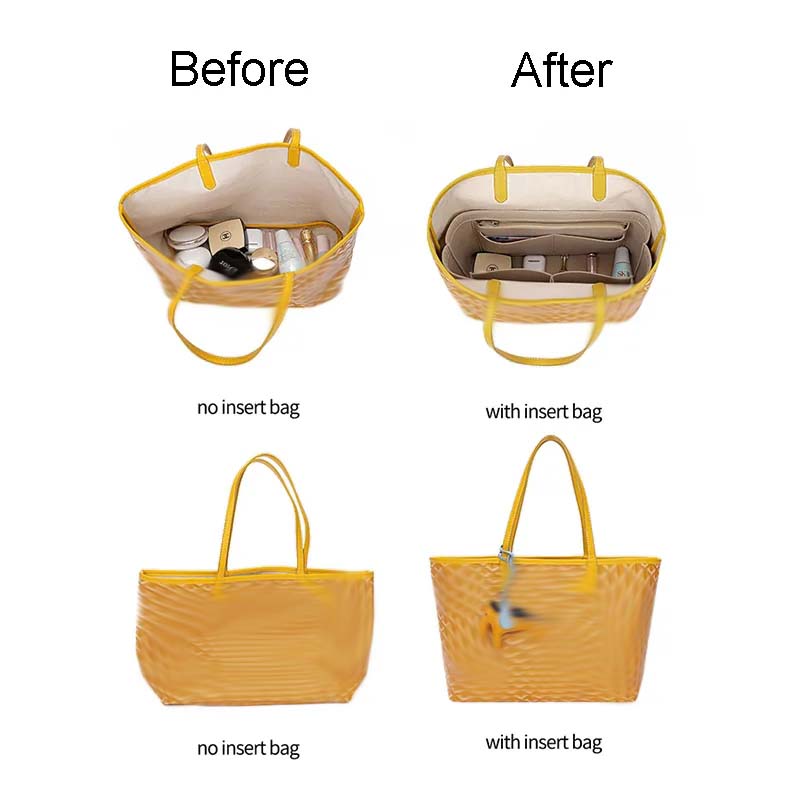 Borsa con inserto in feltro Inserto per organizer cosmetico per borsa Goyard, borse per trucco con cerniera, borsa interna adatta per borse di lusso da donna