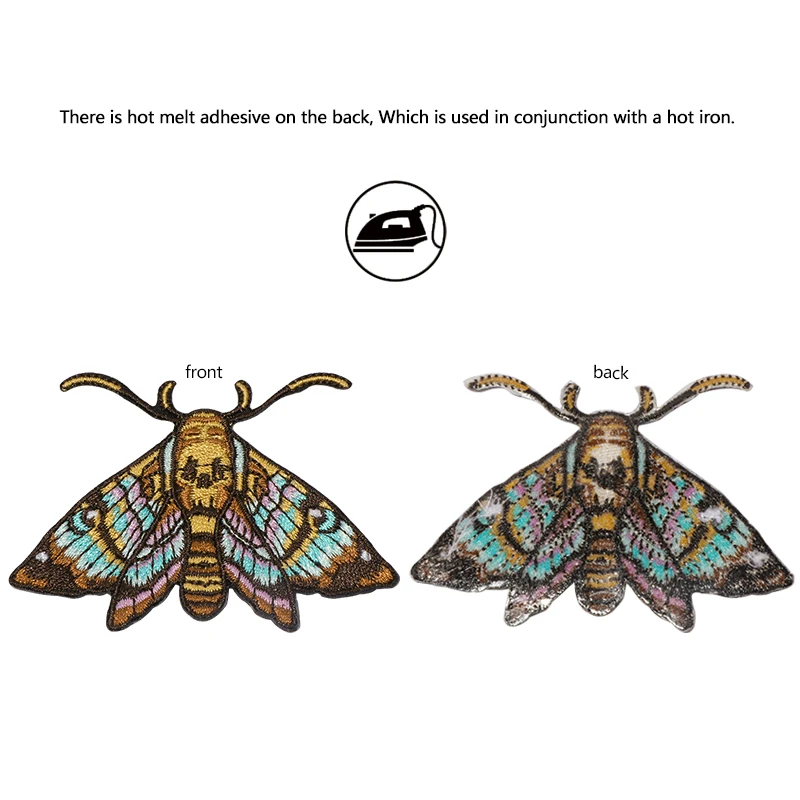 1PC Bunte Motten Gestickter Patch Eisen Auf Nähen Auf Patches Für Kleidung Kappe Tasche Jacke DIY Geschenk Natur Abzeichen mit Heißer Kleber