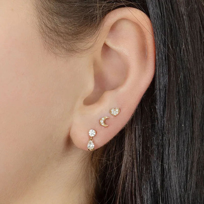 925 Sterling anting-anting kancing liontin persegi tetesan air jarum perak untuk wanita anting-anting emas kristal hitam/merah muda/ungu perhiasan