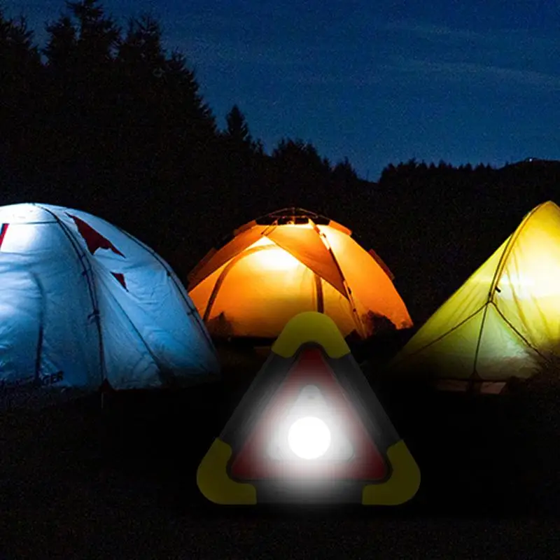LED Triangle Lights Solar-Powered 2-in-1 Solar Road Triangles Portable Safety Triangle LED Work Light 4 Modes Warning Light For