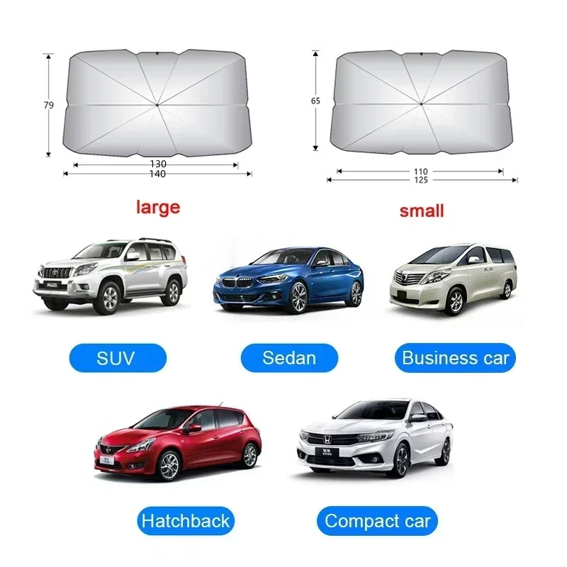Car Sunshade Umbrella Car Sunshade Retractable Sunscreen Heat Insulation Front Windshield Parasol Car Interior Protection