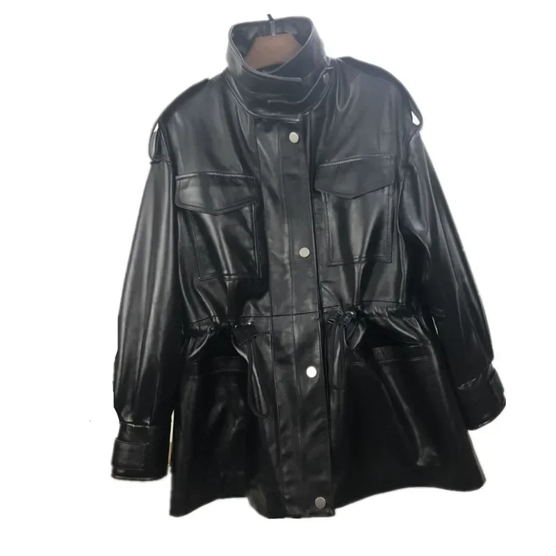 Zjt2502-Chaqueta de piel de oveja auténtica para mujer, abrigo de piel auténtica de alta calidad, a la moda, primavera y otoño, 2024