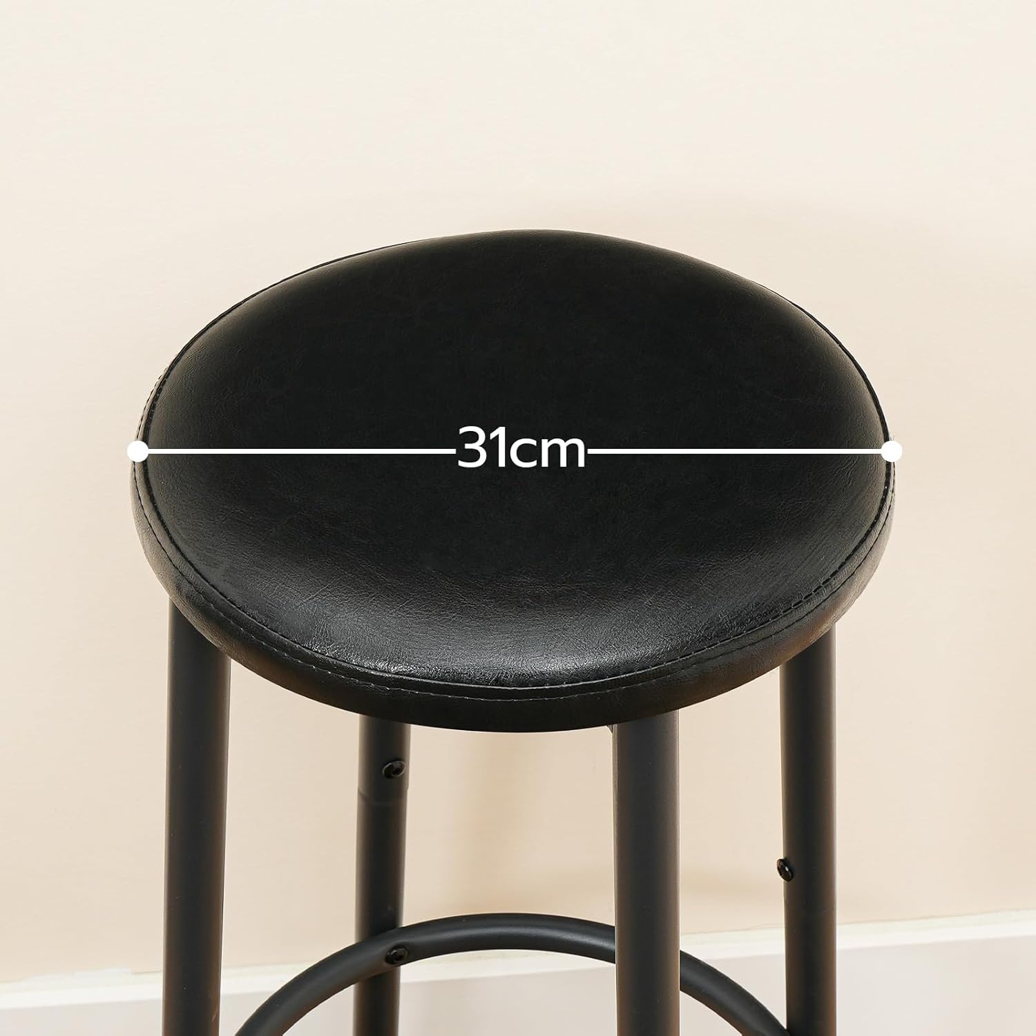 Juego 2 Taburetes Bar, Silla Bar con Tapizado PU Blando, Taburetes Altos Cocina con Estribo, Adecuado para Cocina