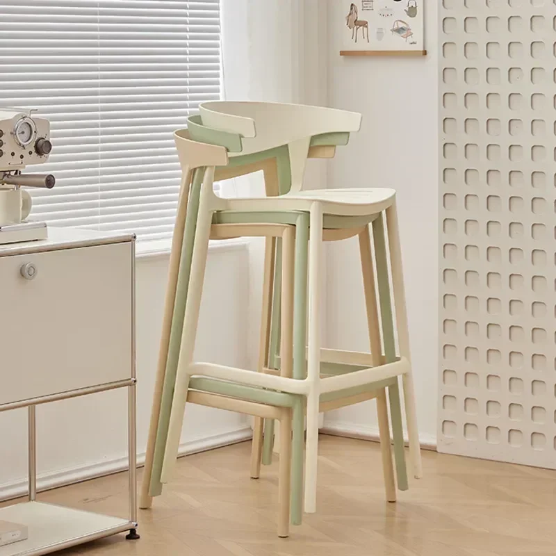 Taburete alto de cocina Simple nórdico, silla de Bar de ocio para el hogar, silla de comedor de diseño de plástico plegable moderna, muebles para sala de estar