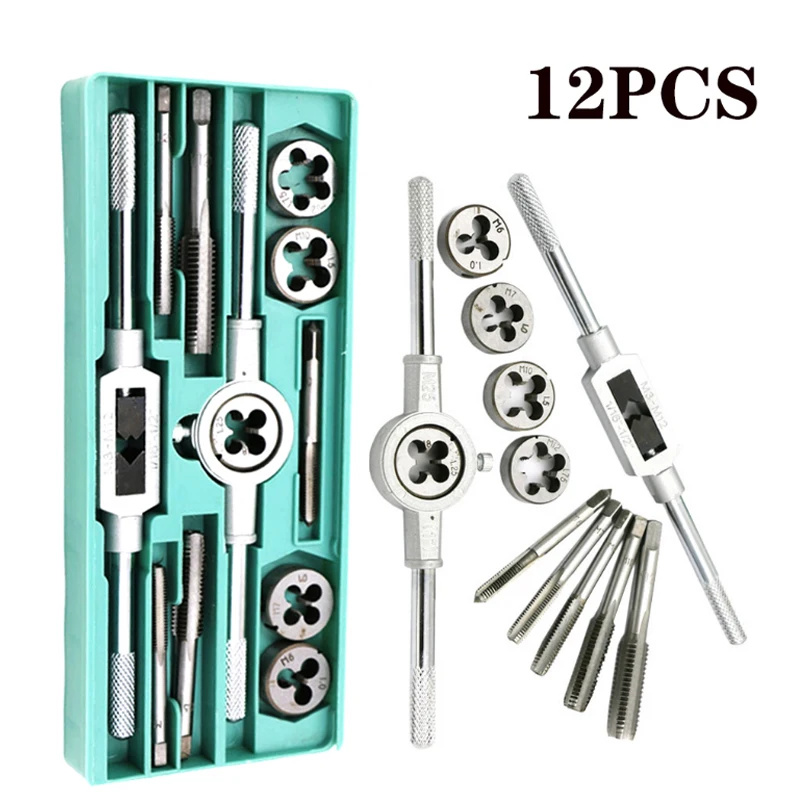 8/12/20Pcs Metric Hand Tap and Die Set Screw Thread Plugs Straight Taper Reamer Tools M3-M12