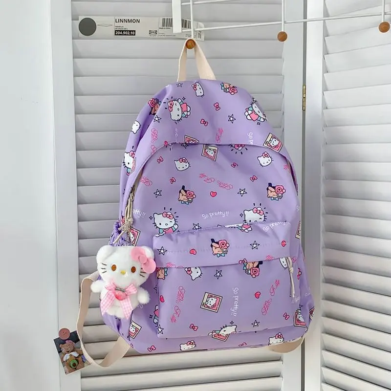 กระเป๋าเป้ Hello Kitty สําหรับนักเรียนมัธยมต้น กระเป๋านักเรียนแฟชั่นลายการ์ตูนสุดน่ารัก กระเป๋านักเรียนความจุขนาดใหญ่สําหรับผู้หญิง