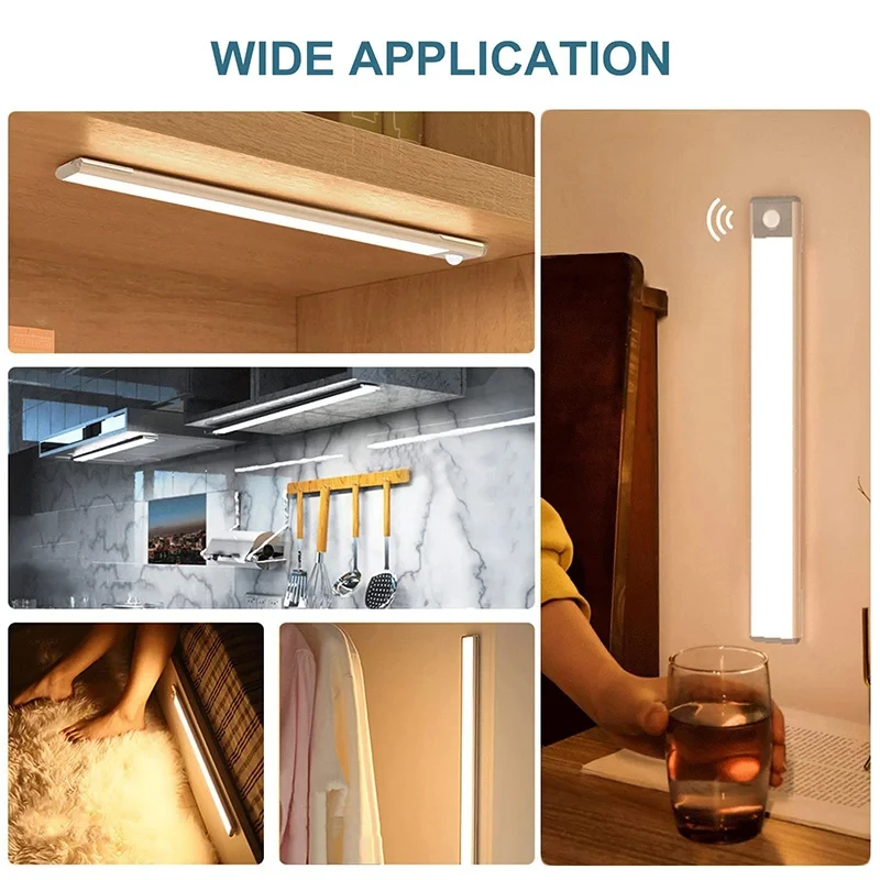 LED เซนเซอร์ตู้ไฟหรี่แสงได้ Night Light สําหรับห้องนั่งเล่นตู้เสื้อผ้าโคมไฟห้องครัวหลอด LED Wireless Motion Sensor โคมไฟกลางคืน