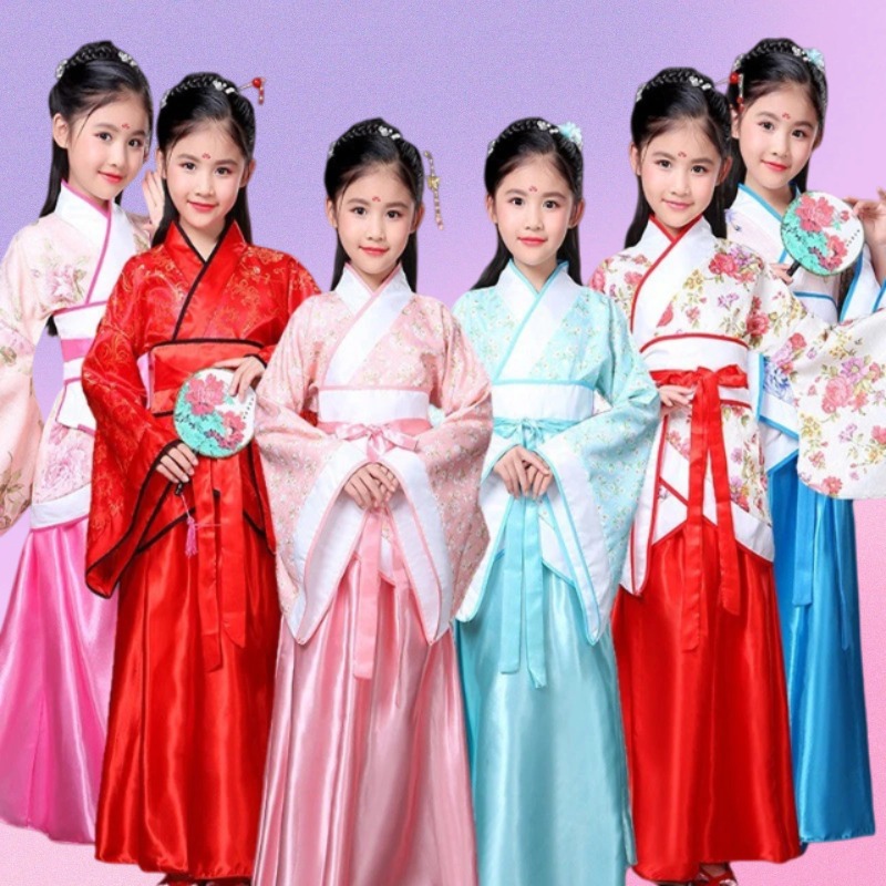 Древний костюм ханьфу, танцевальное кимоно, косплей, китайское традиционное винтажное этническое платье для девочек, студентов, одежда для выступлений