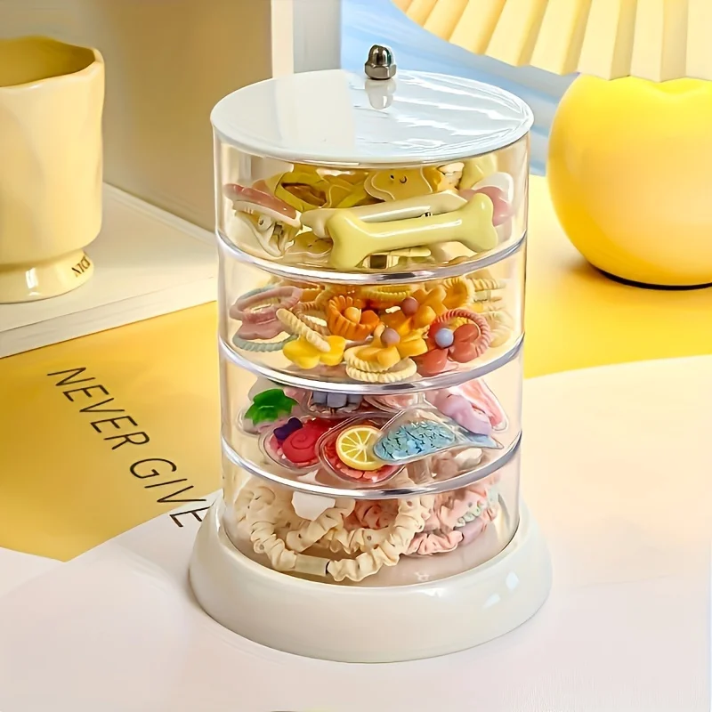 3/4/5-Layer Rotating Jewelry Organizer - Plastic Multi-Tier Storage Box, Transparent Hair Ring Display for Dressing Table
