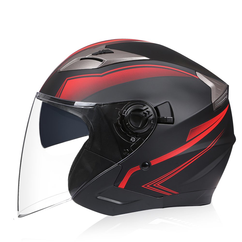 Nuevo Casco de motocicleta de doble lente visera interior medio Casco DOT ECE hombres mujeres Motor eléctrico bicicleta cara abierta medio Casco