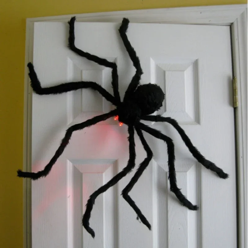Araña negra de felpa de gran tamaño, decoración para fiesta de Halloween, hogar al aire libre, Bar, Casa Encantada, accesorios de terror, 30cm, 50cm, 75cm, 90cm