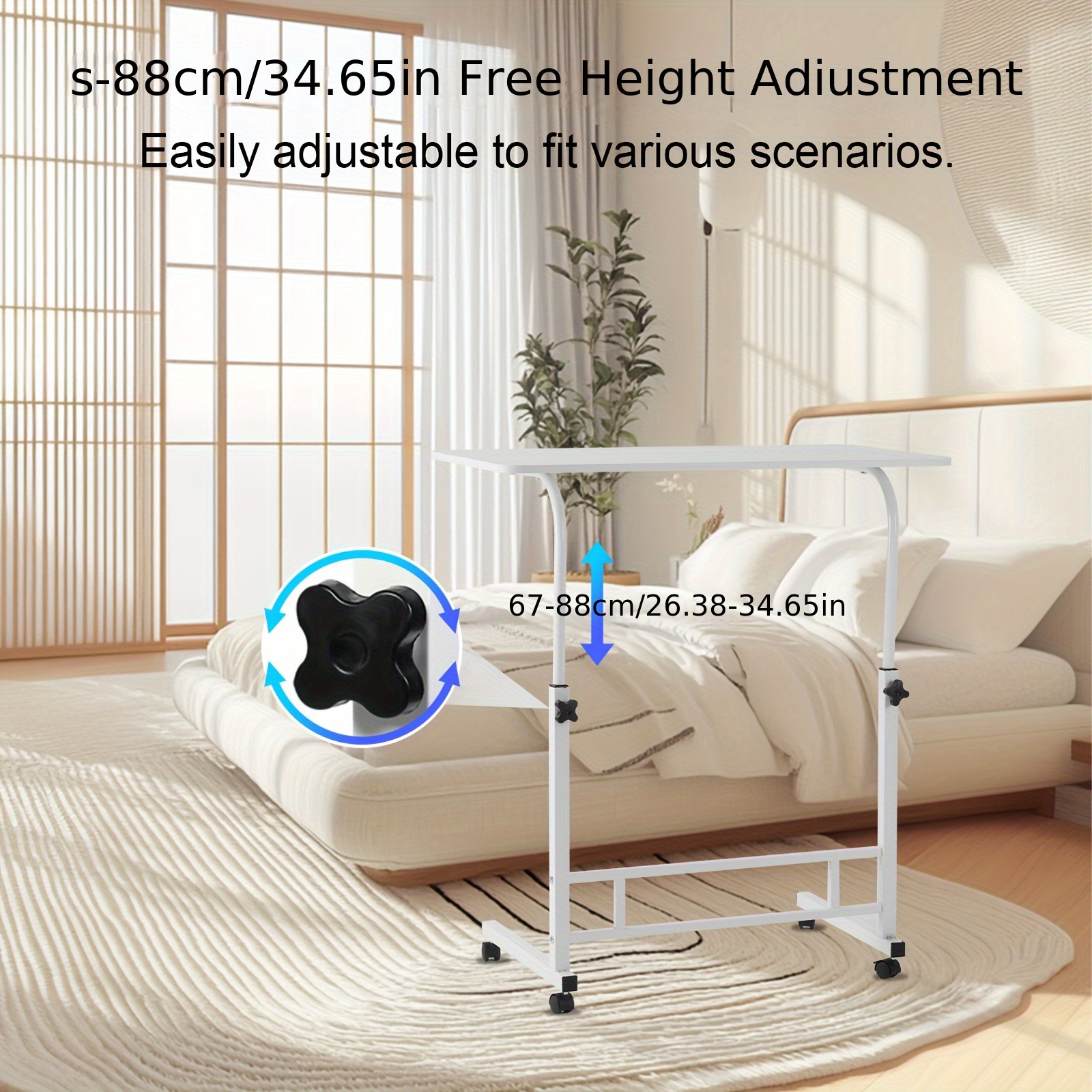 Standing Desk Adjustable Height Mobile Computer Desk with Universal Wheel Stable Sturdy Durable Spacious Study Table for Home