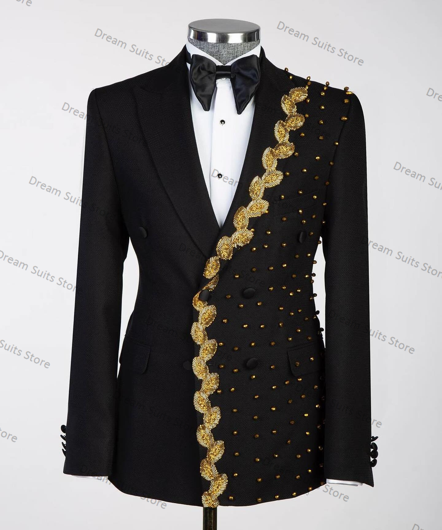 Ensemble de olympiques sur mesure pour hommes, blazer et pantalon en coton, smoking de mariage, veste de bureau, manteau sur mesure, noir citroën doré, 2 pièces