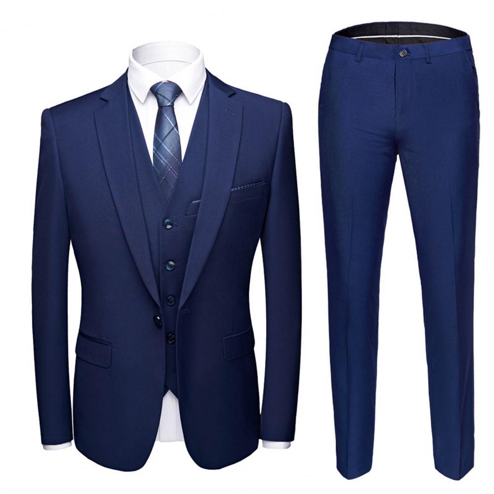 Traje de hombre, chaqueta, chaleco, pantalones, conjunto de temperamento, traje con botones de un solo pecho, pantalones superiores, traje Formal de novio para banquete de boda y graduación