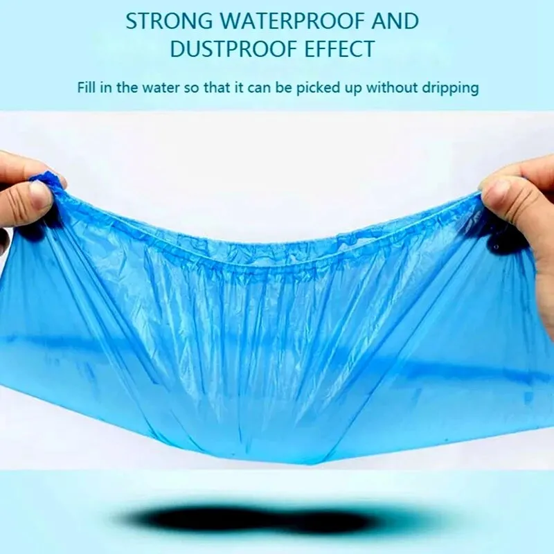 1 confezione/100 pezzi copristivali impermeabili portatili in plastica antiscivolo copriscarpe usa e getta copriscarpe copriscarpe antipioggia a prova di fango