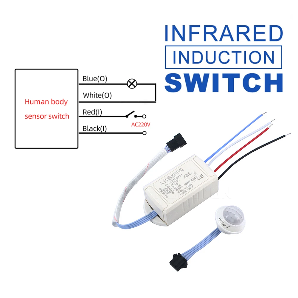 220V IR Infrarot Modul Körper Sensor Schalter Intelligente Licht Lampe Motion Sensing Schalter Einstellbar Bewegung Sensing PIR Schalter