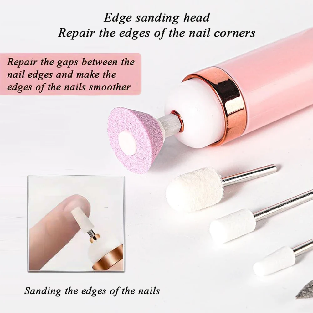 YIKOOLIN juego de cuidado de lima de uñas portátil, luz LED ajustable, 4 velocidades, 12 brocas de fijación, carga USB, uso doméstico