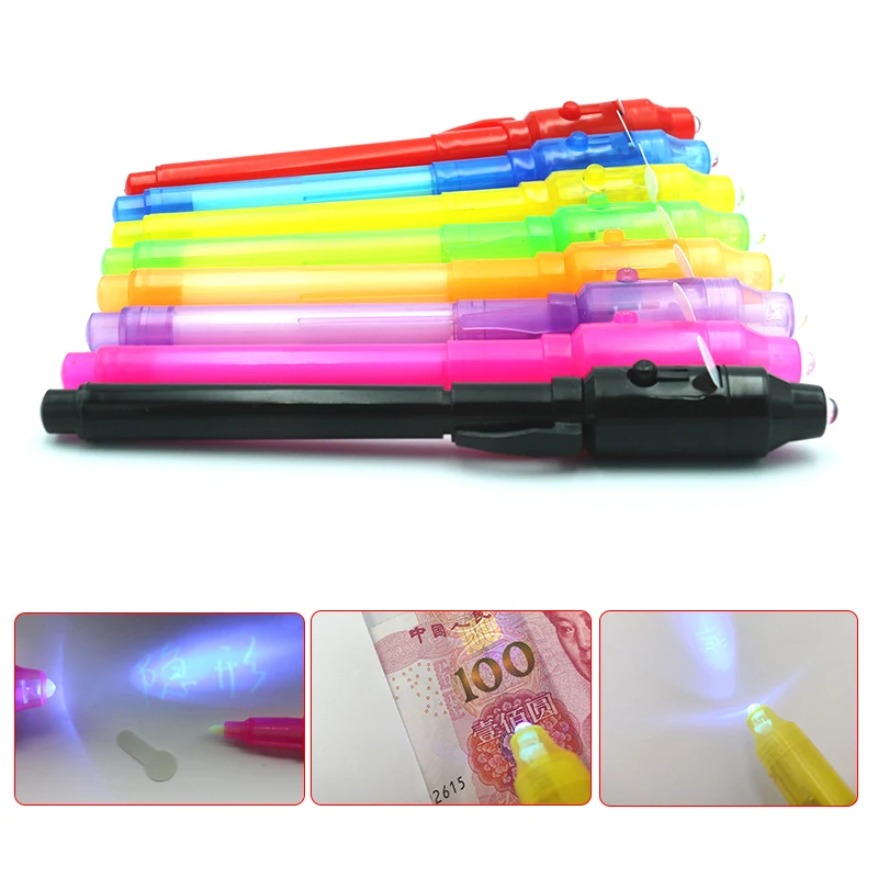Magie Nachtlicht Stift UV Schreiben Unsichtbare Tinte Stift kinder Spielzeug Kreative Schreibwaren Schule Büro Malerei Tinte Stift 12 stücke rando