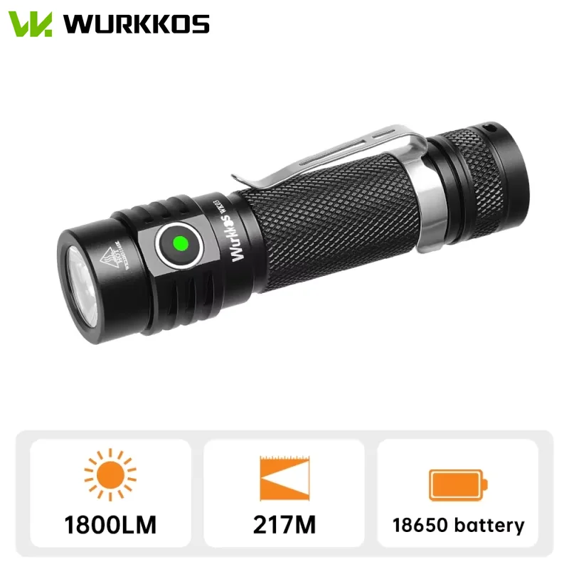 Wurkkos WK03 linterna LED 18650 antorcha 1800LM ATR Luminus SST40 recargable USB C luz IP68 impermeable para senderismo Camping