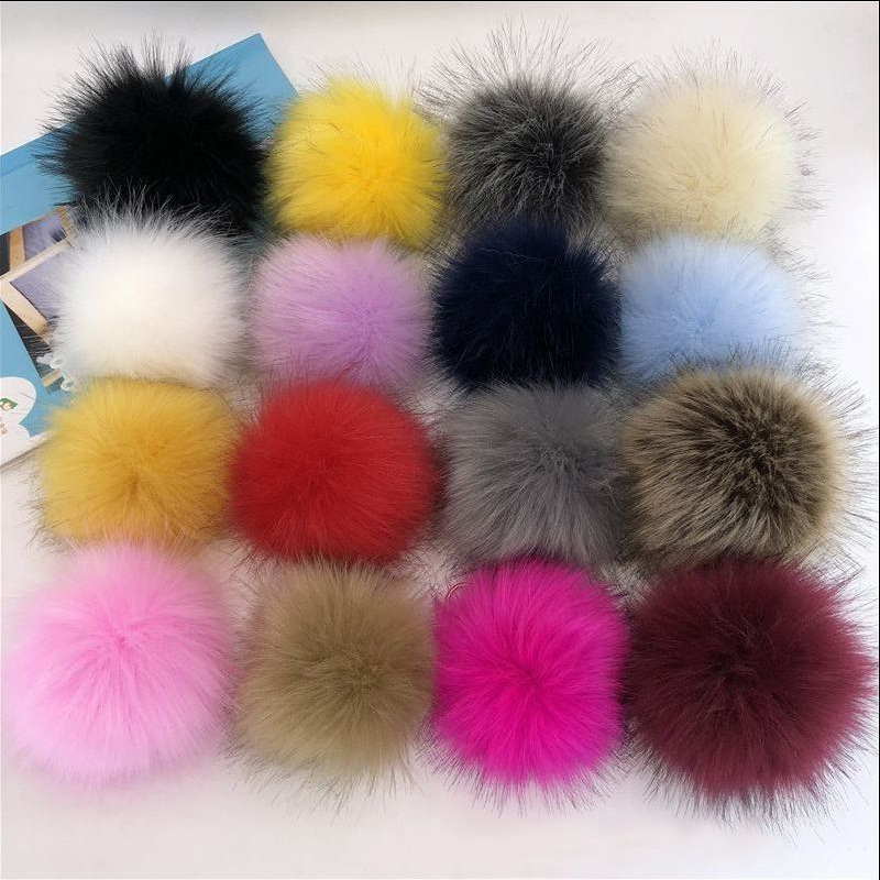 12 ซม.Faux FUR Pompom Plush Hairball กับแถบยืดหยุ่น Fox FUR Poms สําหรับ DIY หมวกรองเท้าถักหมวก FUR Ball เสื้อผ้าอุปกรณ์เสริม