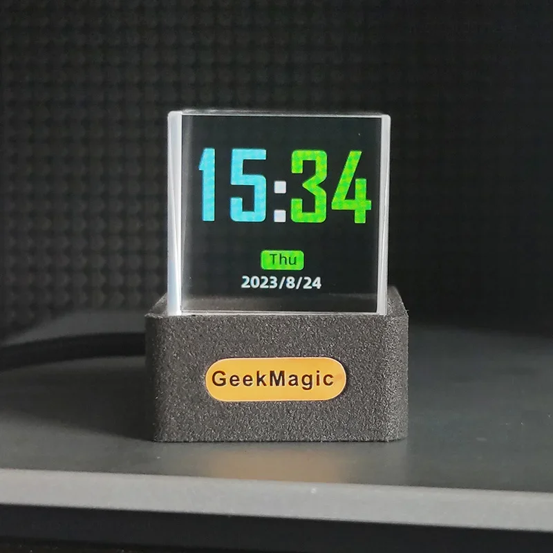 GeekMagic GIFTV Crystal Cube จอแสดงผลภาพโฮโลแกรมเดสก์ท็อปสถานีอากาศอัจฉริยะนาฬิกาดิจิตอลพร้อมอัลบั้มภาพเคลื่อนไหว GIF
