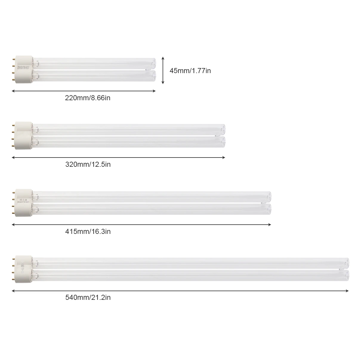 2G11 UV Ống 4 Tia Cực Tím Đèn 18W 24W 36W 40W 55W UVC Đèn thanh Lọc