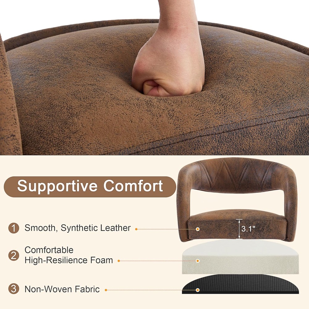 Bar Stools Set of 4 Adjustable Swivel Modern Pu Leather Barstools, Counter Bar Stools with Back and Arms, counter stools