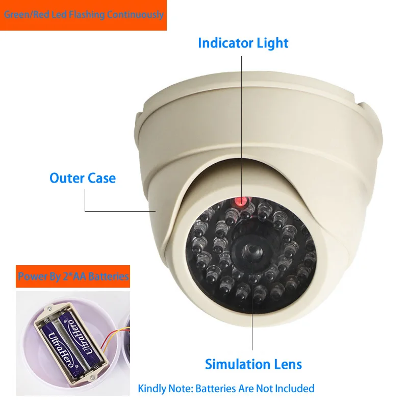 Kreative Dome Dummy Kamera Blinkende Led Kunststoff Gefälschte Conch Kamera AA Batterie Simulation CCTV Überwachung Sicherheit System